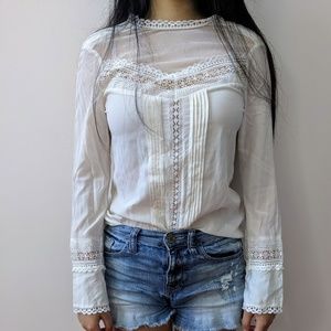 Rebecca Taylor Silk Lace Decorated Blouse